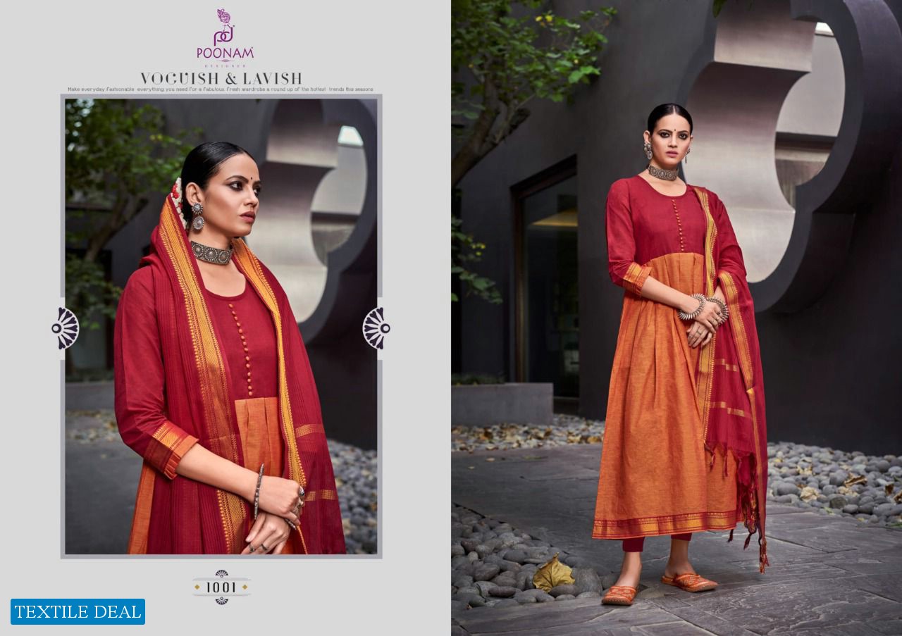 Poonam Handloom Kali Wholesale Designer Gown With Dupatta