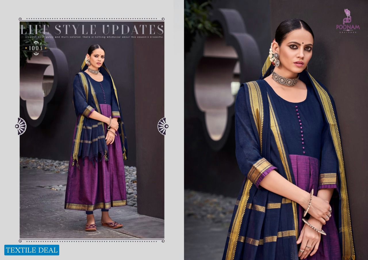 Poonam Handloom Kali Wholesale Designer Gown With Dupatta