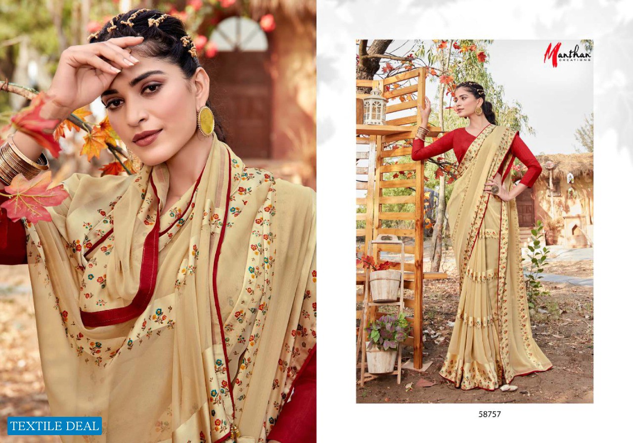 Manthan Gulal Wholesale Weightless Satin Fabrics Sarees