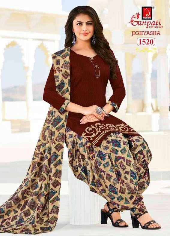 GANPATI  PRESENTS JIGHYASHA VOL 15 COTTON PRINTED STYLISH DRESS MATERIAL COLLECTION