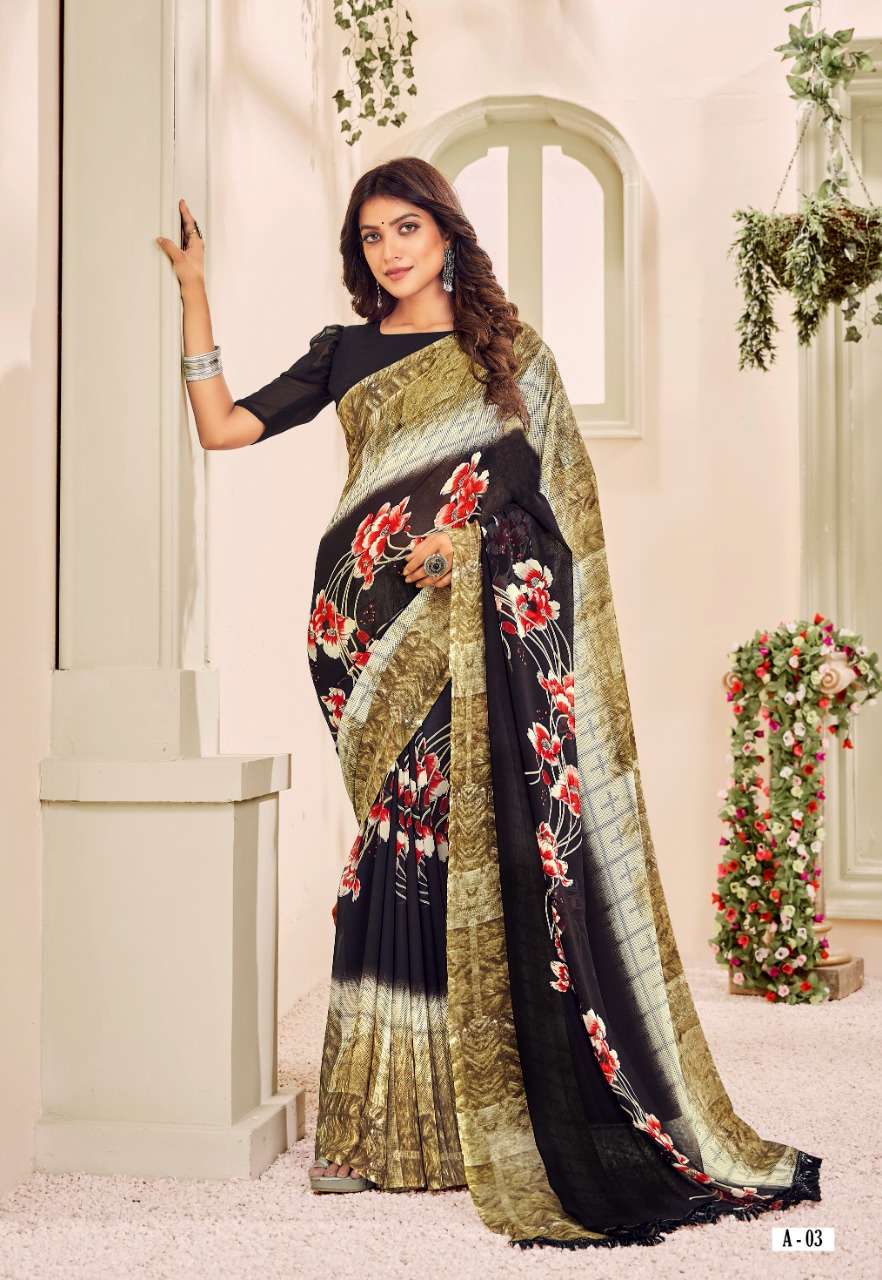 VINAMRA ANUPAMA VOL 1 PURE GEORGETTE SOFT PRINTED SARIS WHOLESALER