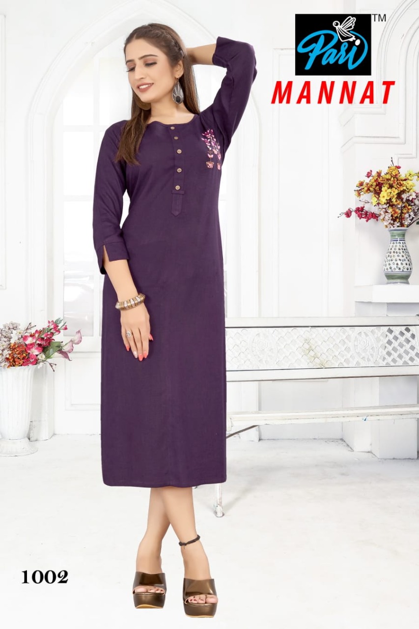 Pari Mannat Wholesale Reyon Hand Work Kurtis