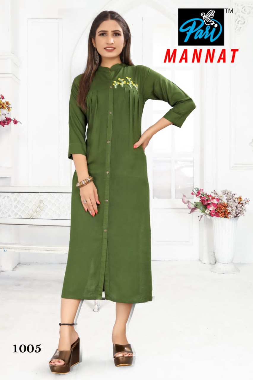 Pari Mannat Wholesale Reyon Hand Work Kurtis