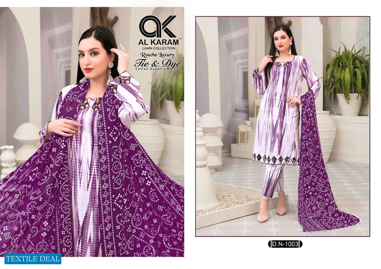 Al Karam Tie And Dye Wholesale Lawn Printed Dress Material