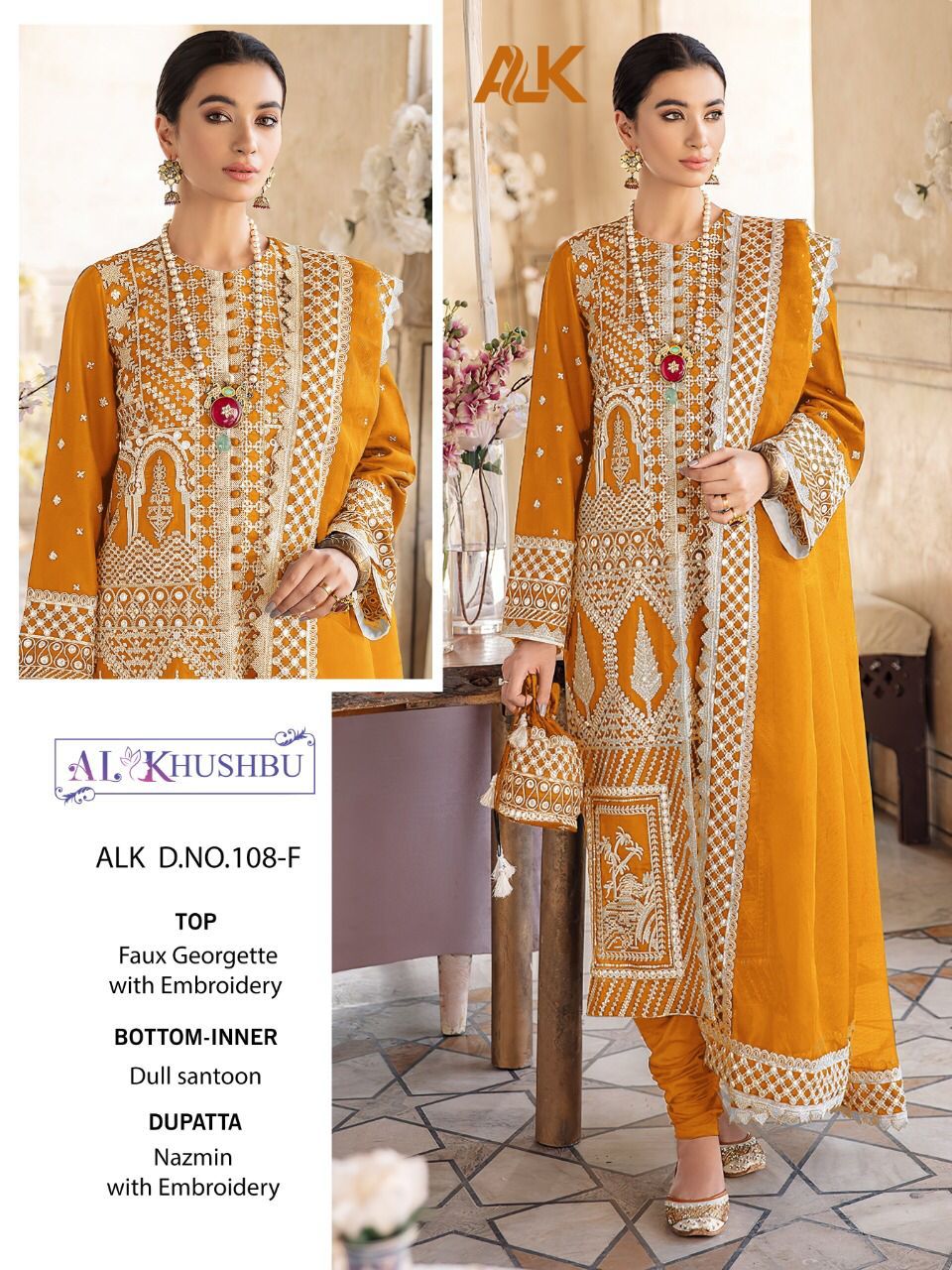 Al Khushbu Dno 108 Colour Wholesale Designer Pakistani Suits