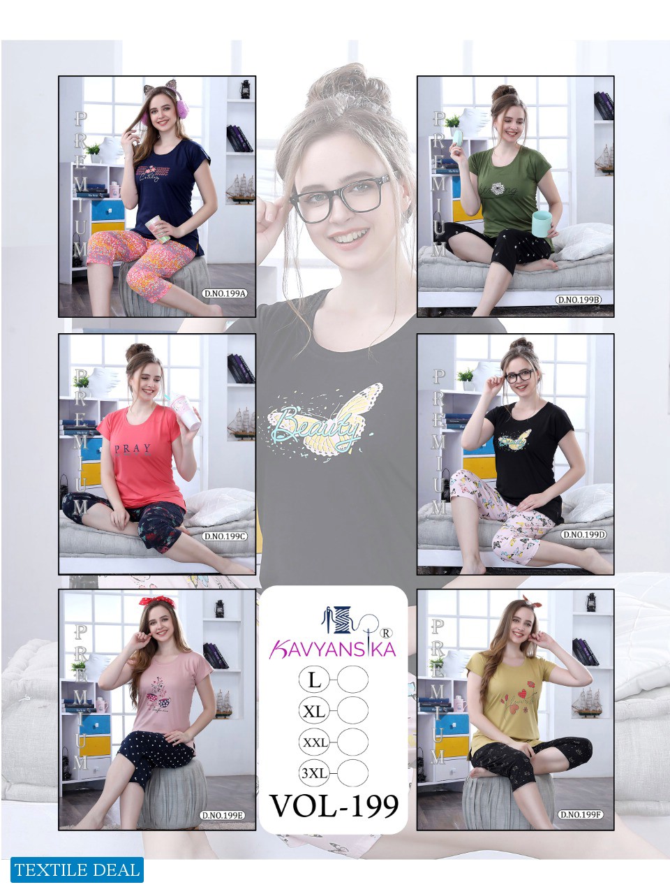 Kavyansika Capri Night Suits 199 Wholesale Lounge Wear Kurtis