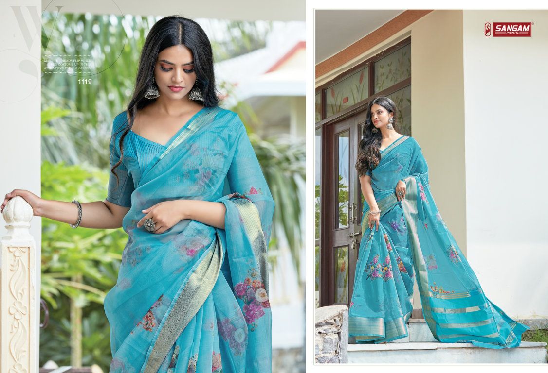 Sangam Charming Wholesale Organza Fabrics Sarees