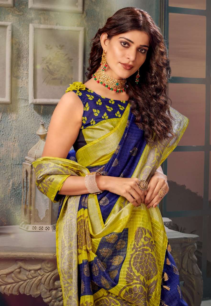 VINAMRA CORPORATION SILVER 7 PATTA D NO 108 ZARI COTTON CASUAL WEAR SAREE