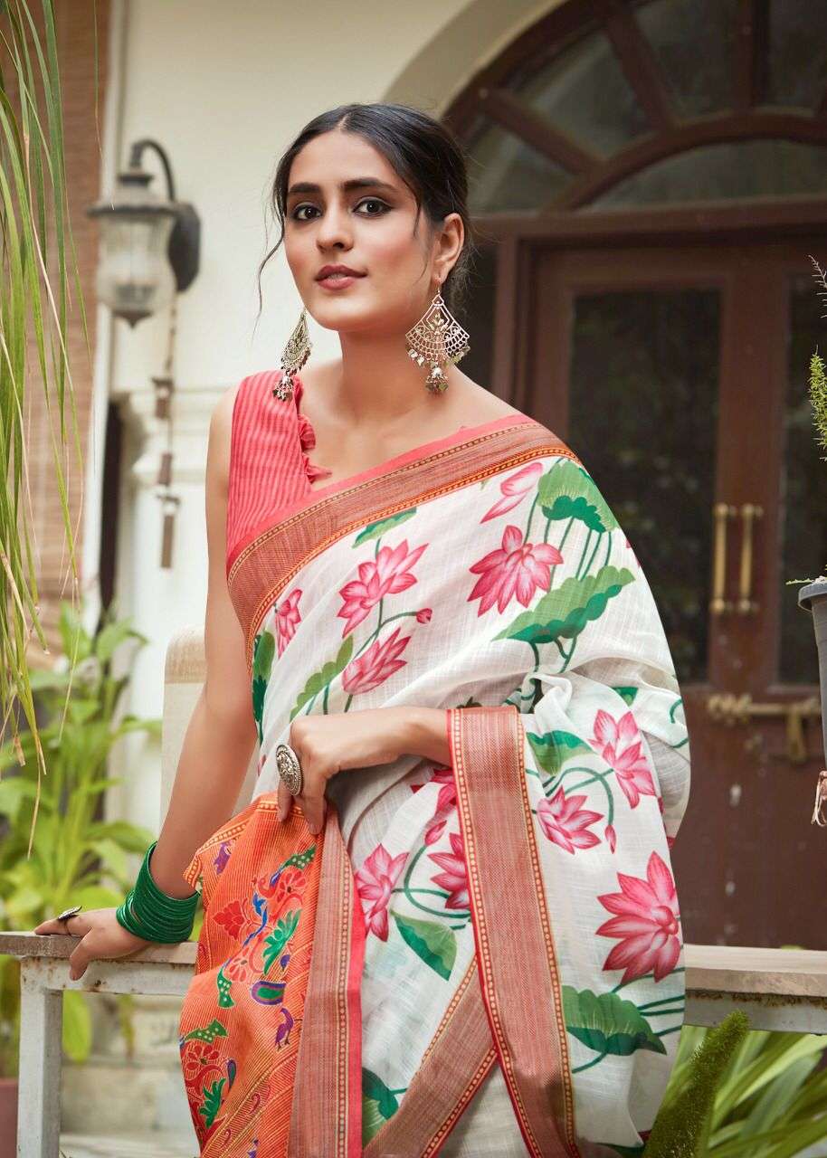 MADHURYAM SILK BY SHVETAMBAR CREATION PURE LINEN ETHNIC WEAR SAREE EXPORTER