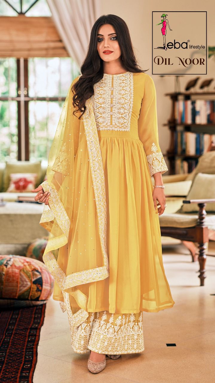 EBA LIFESTYLE PRESENTS DIL NOOR GEORGETTE WITH WORK STYLISH SALWAR SUITS NAVRATRI COLLECTION