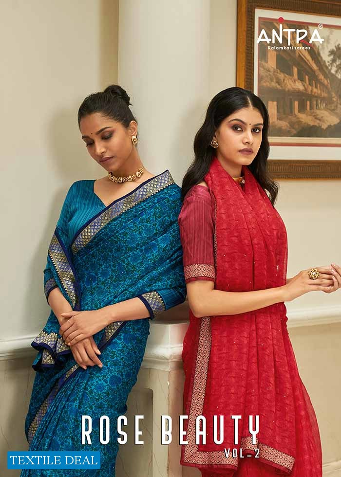Antra Rose Beauty Vol-2 Wholesale Shahi Chiffon Indian Sarees