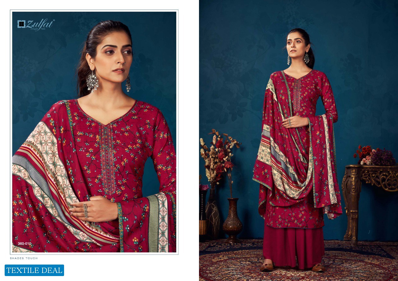 Zulfat Siyahi Wholesale Pure Pashmina Work Dress Material