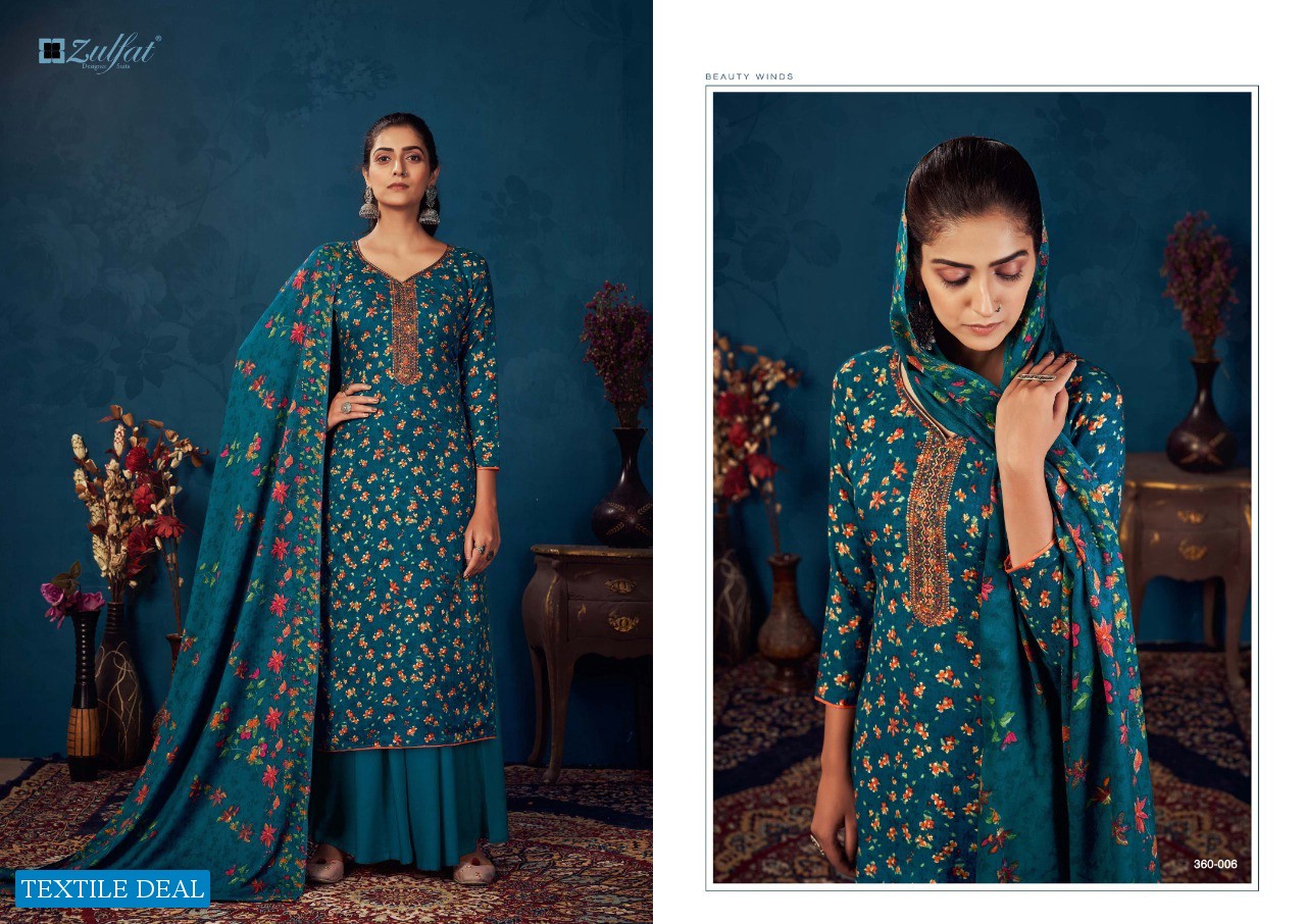 Zulfat Siyahi Wholesale Pure Pashmina Work Dress Material