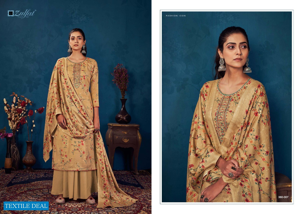Zulfat Siyahi Wholesale Pure Pashmina Work Dress Material