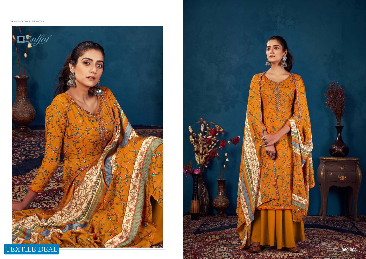 Zulfat Siyahi Wholesale Pure Pashmina Work Dress Material