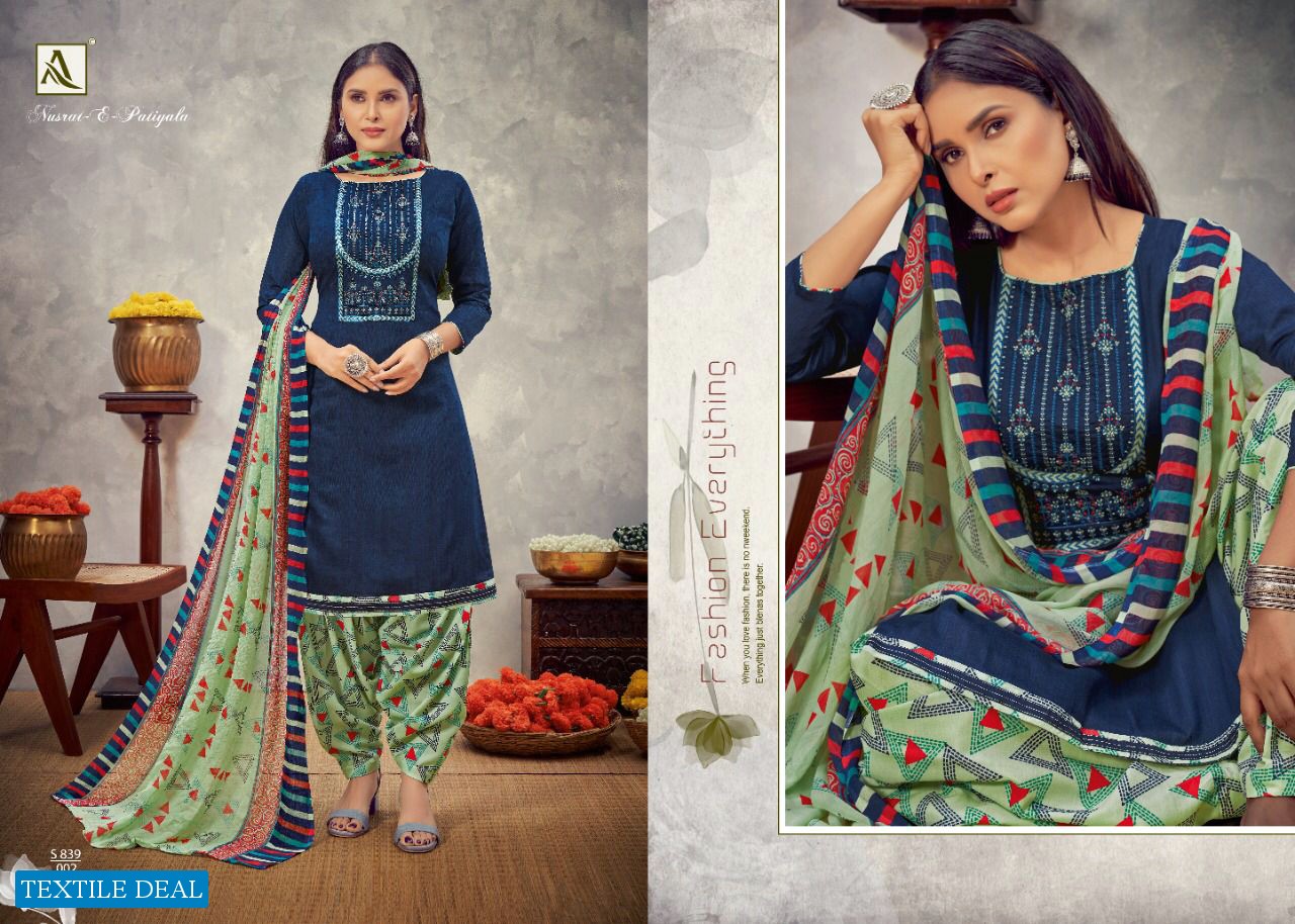 Alok Nusrat-E-Patiyala wholesale Pure zam Cotton Dress Material