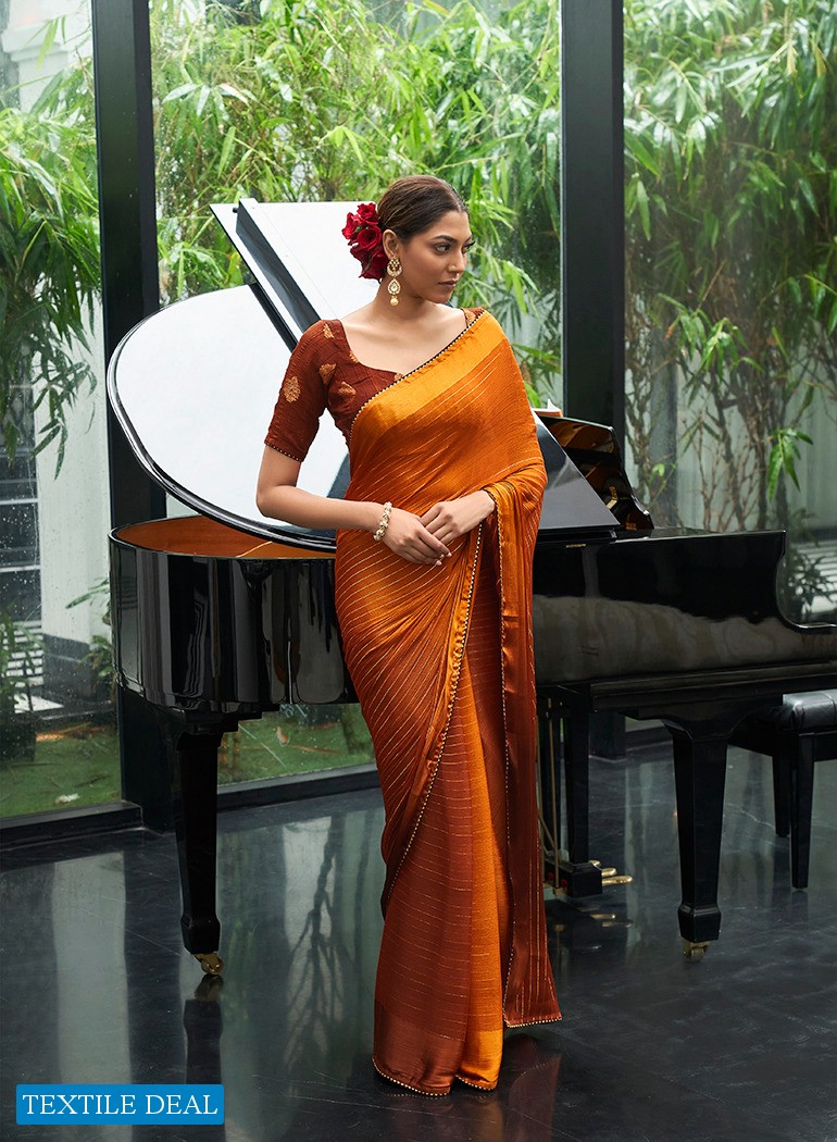 Antra Victoria Wholesale Satin Chiffon Indian Sarees