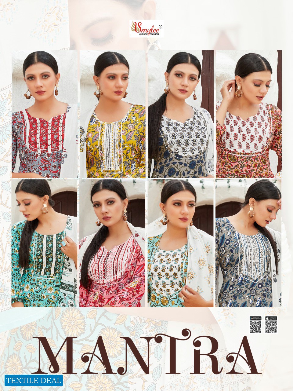 SMYLEE PRESENT MANTRA PRINTED RAYON FULL STITCH TOP BOTTOM AND DUPATTA
