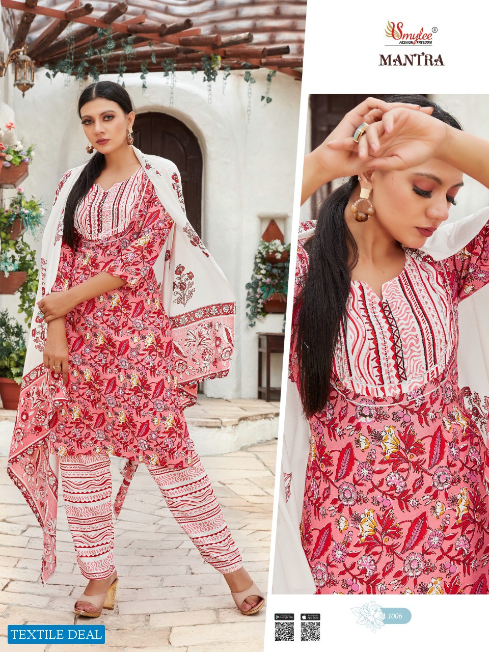 SMYLEE PRESENT MANTRA PRINTED RAYON FULL STITCH TOP BOTTOM AND DUPATTA