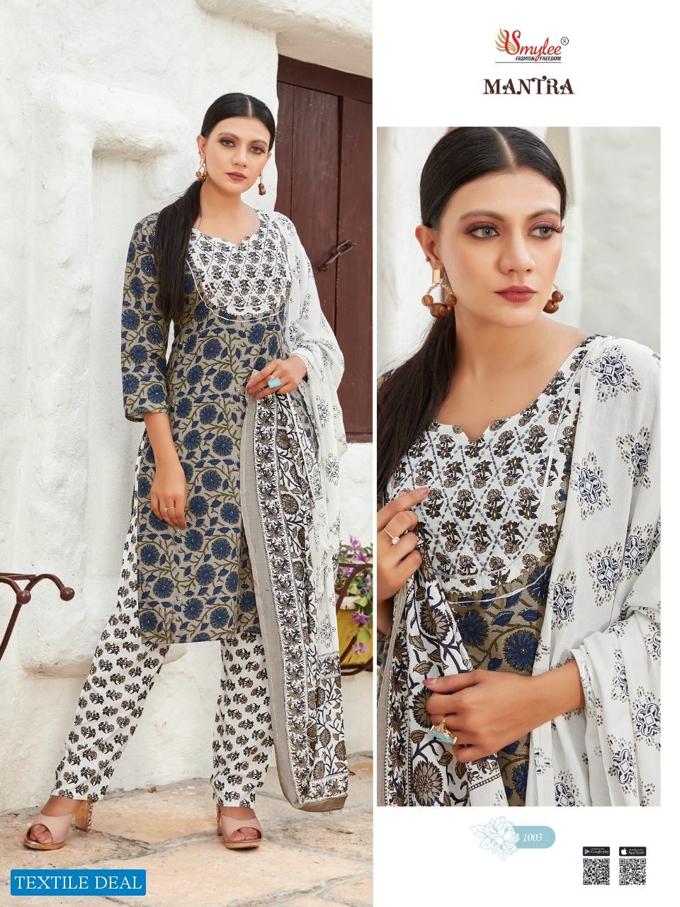 SMYLEE PRESENT MANTRA PRINTED RAYON FULL STITCH TOP BOTTOM AND DUPATTA