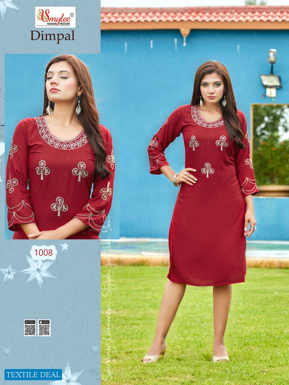 Smylee Dimple Wholesale Reyon Fabrics Kurtis