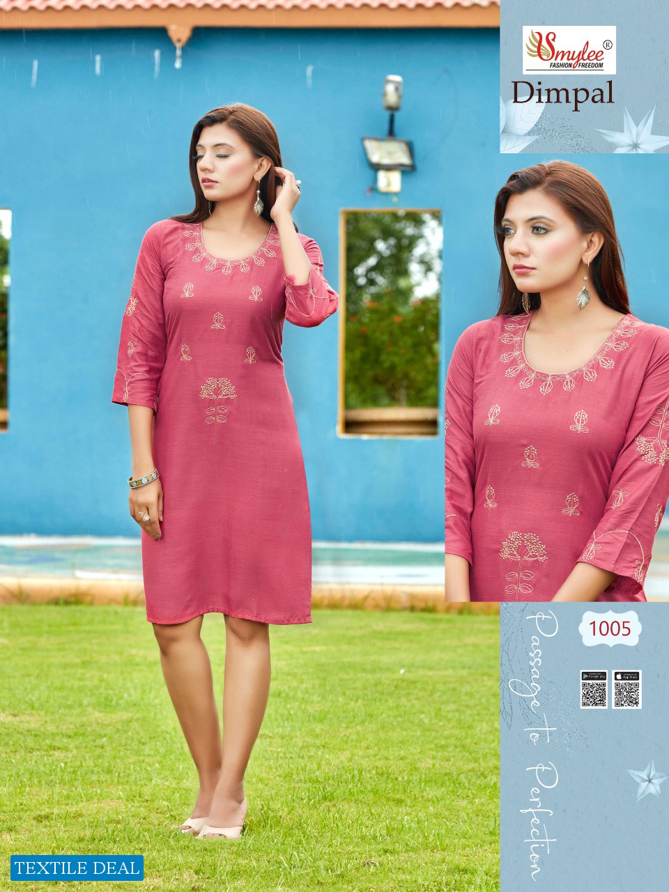 Smylee Dimple Wholesale Reyon Fabrics Kurtis