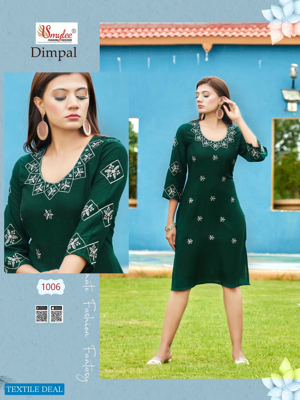 Smylee Dimple Wholesale Reyon Fabrics Kurtis