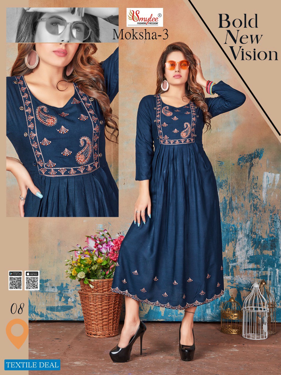 Smylee Moksha Vol-3 Wholesale Anarkali Long Kurtis
