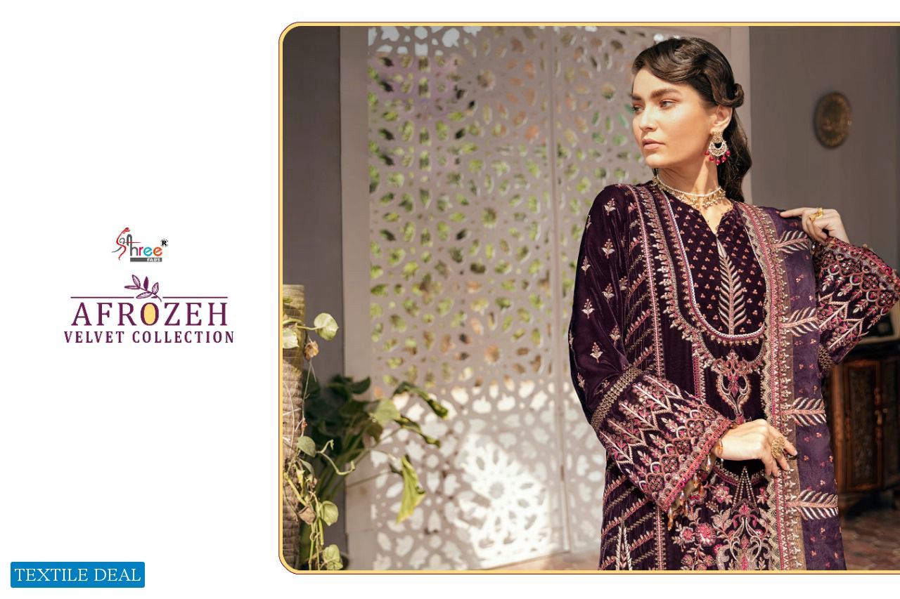 SHREE FABS AFROZEH VELVET WINTER PAKISTANI DESIGNER SUITS