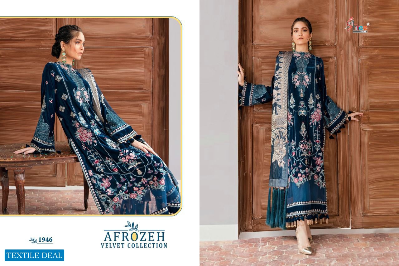 SHREE FABS AFROZEH VELVET WINTER PAKISTANI DESIGNER SUITS