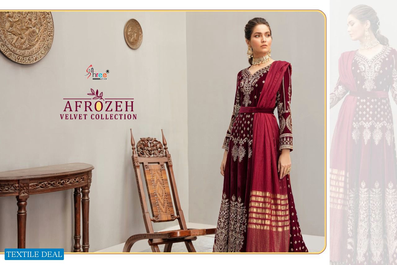 SHREE FABS AFROZEH VELVET WINTER PAKISTANI DESIGNER SUITS