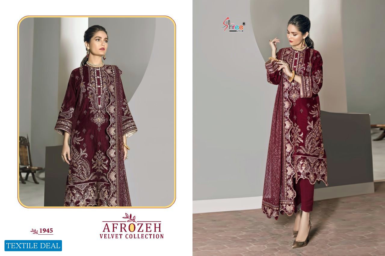SHREE FABS AFROZEH VELVET WINTER PAKISTANI DESIGNER SUITS
