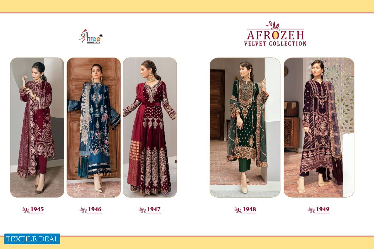 SHREE FABS AFROZEH VELVET WINTER PAKISTANI DESIGNER SUITS