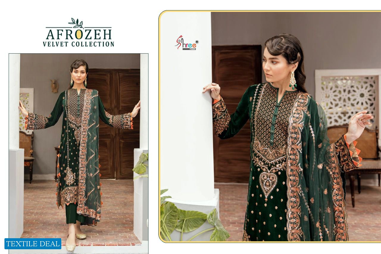 SHREE FABS AFROZEH VELVET WINTER PAKISTANI DESIGNER SUITS