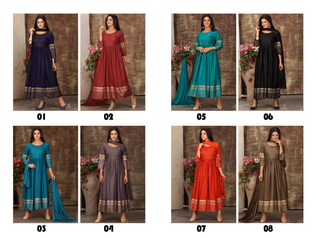 Manjeera Albeli Wholesale Reyon Gown With Dupatta