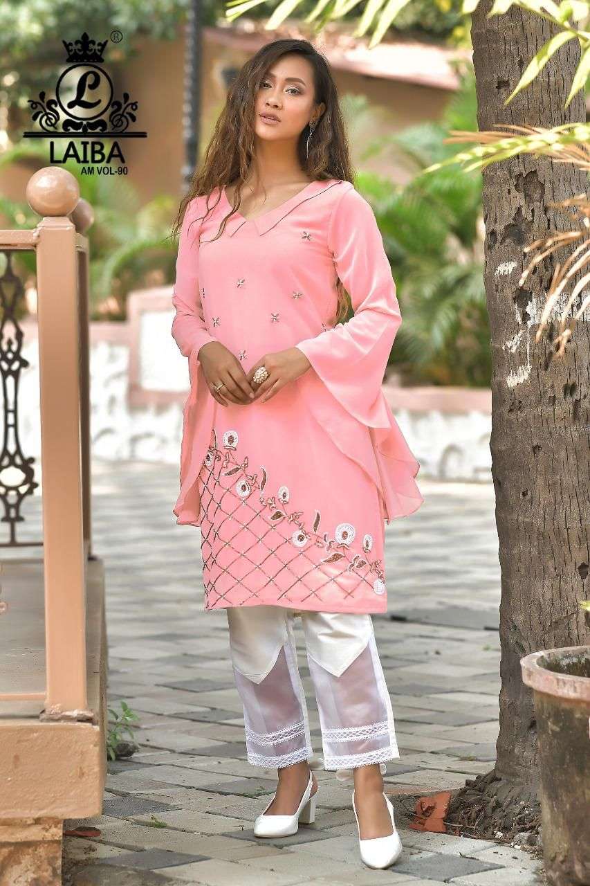 LAIBA AM VOL 90 GEORGETTE PAKISTANI EXCLUSIVE TUNIC WITH FANCY PANT