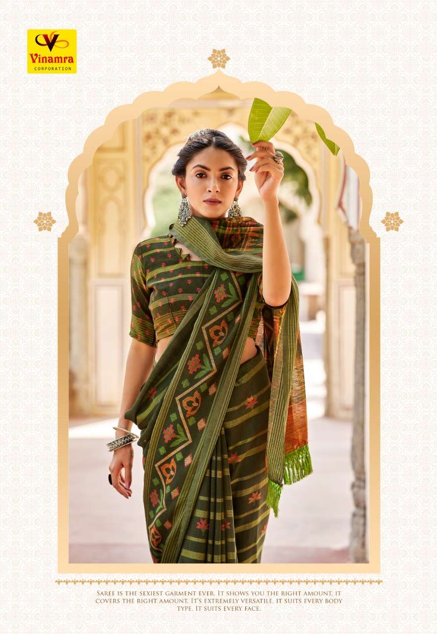VINAMRA LILEN VISCOSE PRINTS VOL 1 LINEN SARIS WHOLESALER