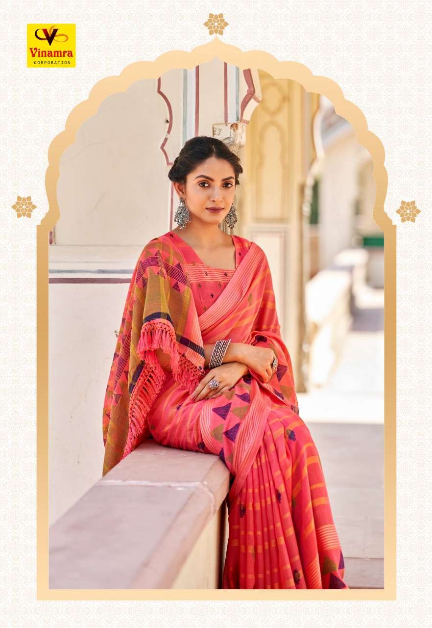 VINAMRA LILEN VISCOSE PRINTS VOL 1 LINEN SARIS WHOLESALER