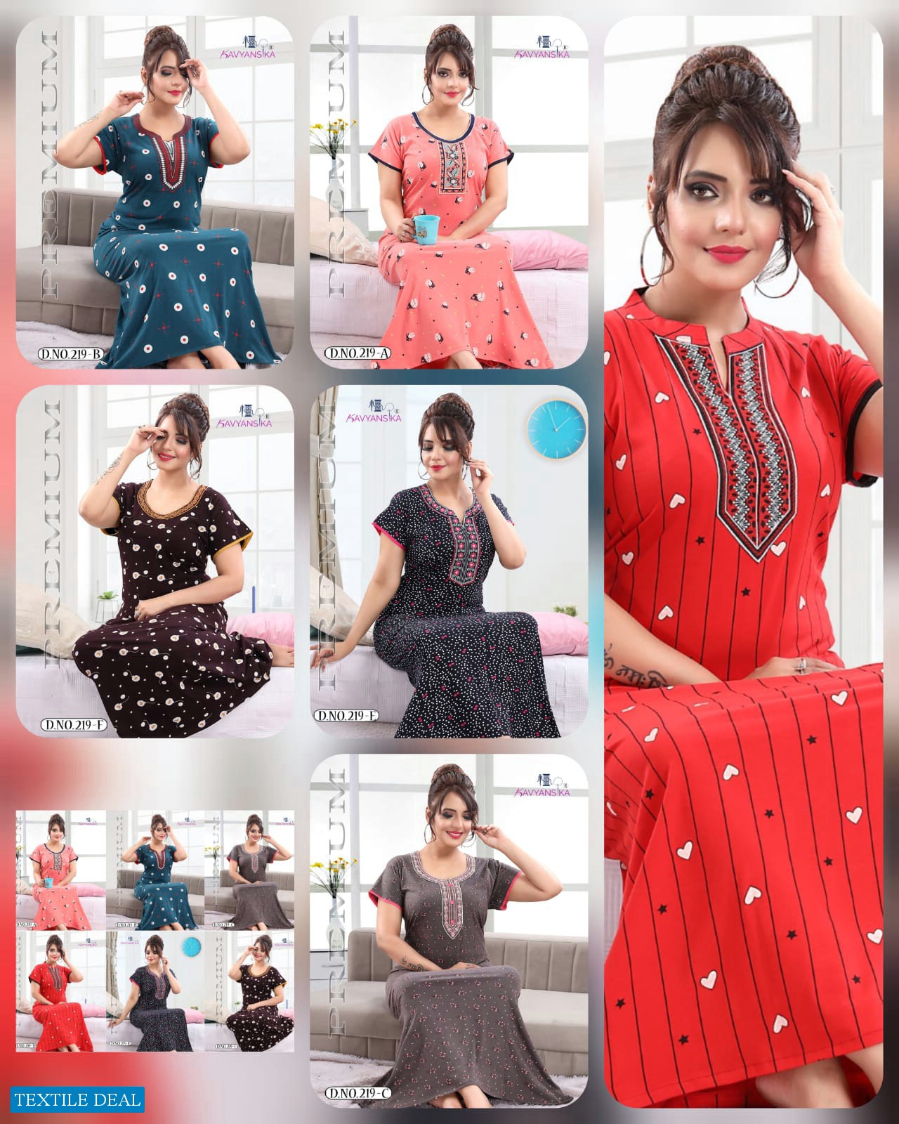 Kavyansika Embroidered Printed Nighty 219 Wholesale Nighty