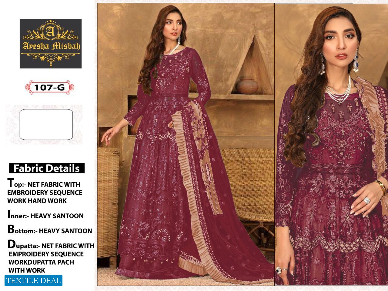 Ayesha Misbah D.no 107 Colour Wholesale Pakistani Concept Dress