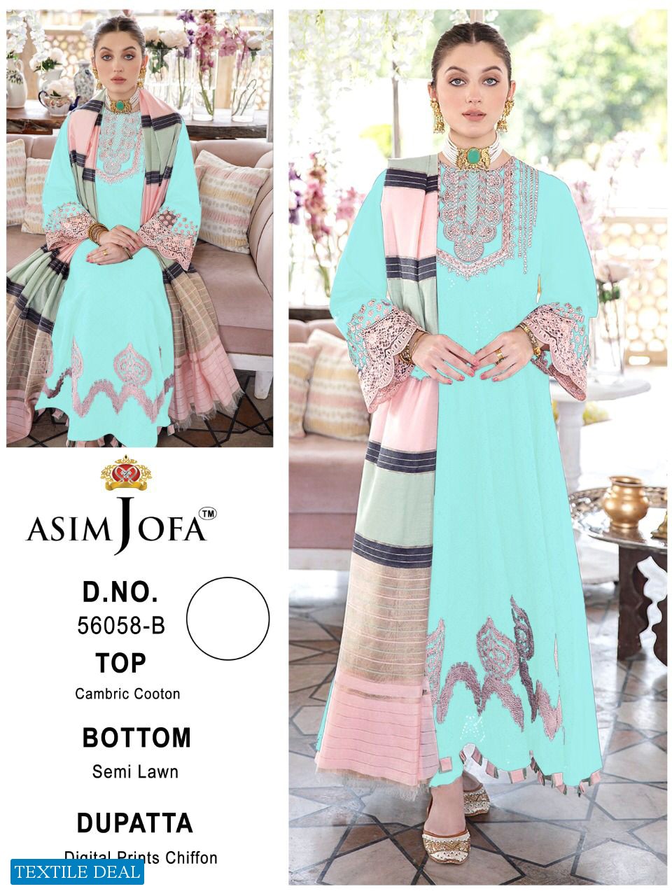 Asim Jofa 56058 Colour Wholesale Pakistani Concept Dress