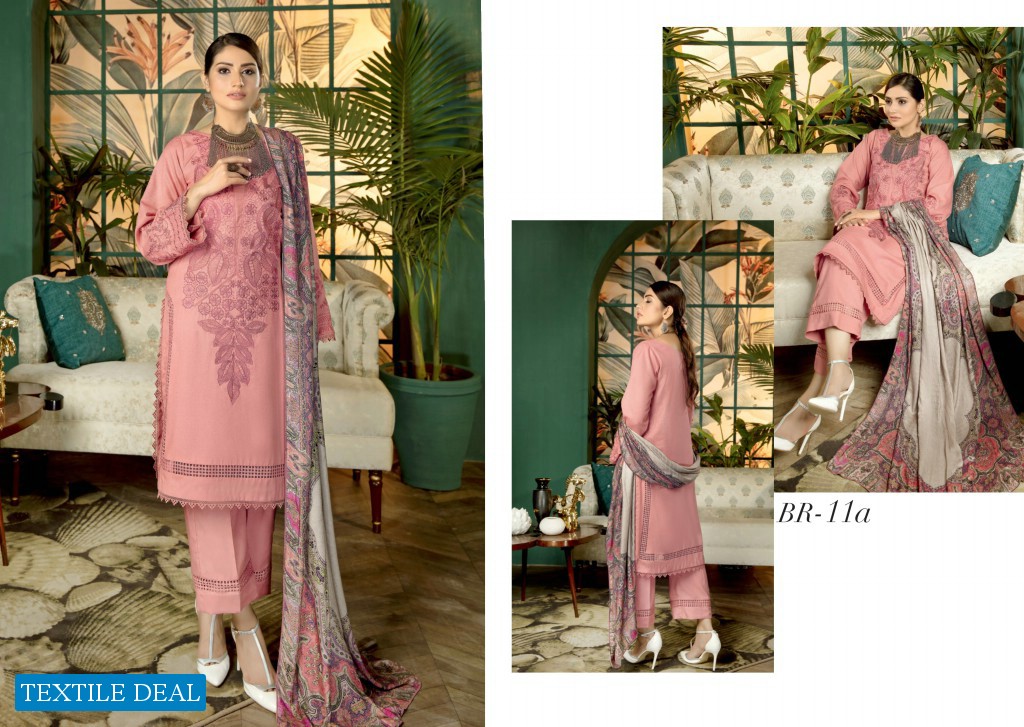 Bin Rashid Embroidered Linen With Printed Wool Shawl Chapter Vol-2 Wholesale Original Pakistani Dress