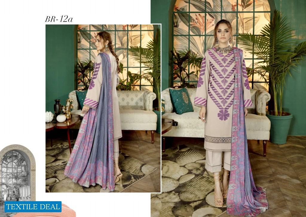 Bin Rashid Embroidered Linen With Printed Wool Shawl Chapter Vol-2 Wholesale Original Pakistani Dress
