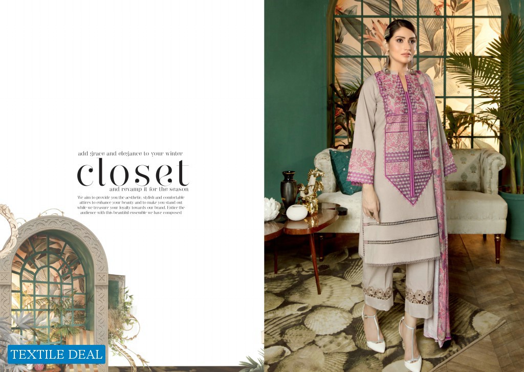 Bin Rashid Embroidered Linen With Printed Wool Shawl Chapter Vol-2 Wholesale Original Pakistani Dress