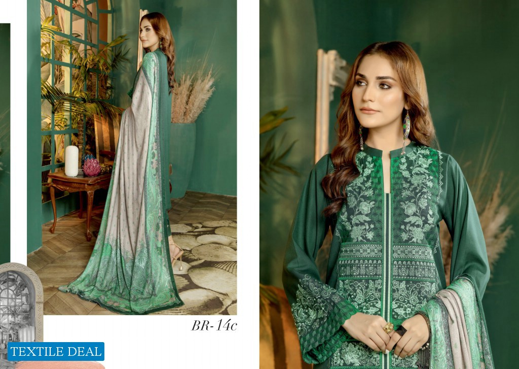 Bin Rashid Embroidered Linen With Printed Wool Shawl Chapter Vol-2 Wholesale Original Pakistani Dress