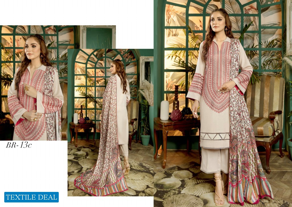 Bin Rashid Embroidered Linen With Printed Wool Shawl Chapter Vol-2 Wholesale Original Pakistani Dress