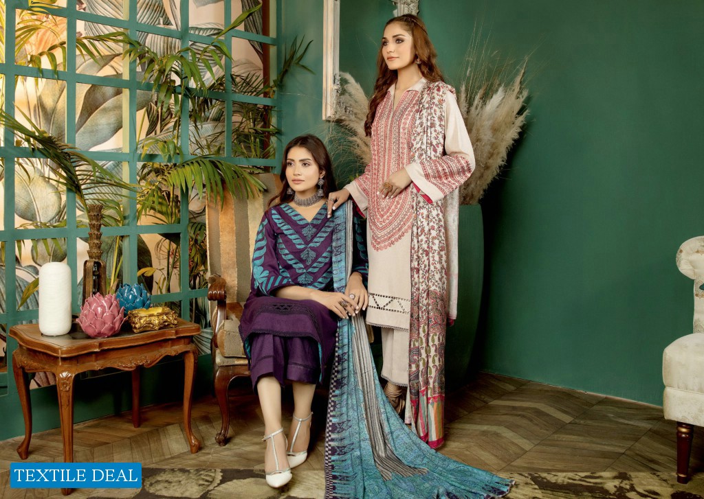 Bin Rashid Embroidered Linen With Printed Wool Shawl Chapter Vol-2 Wholesale Original Pakistani Dress