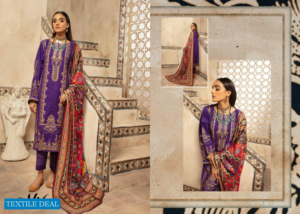 Johra Elsa Embroidered Leather Peach With Digital Printed Wool Shawl Pakistani Dress