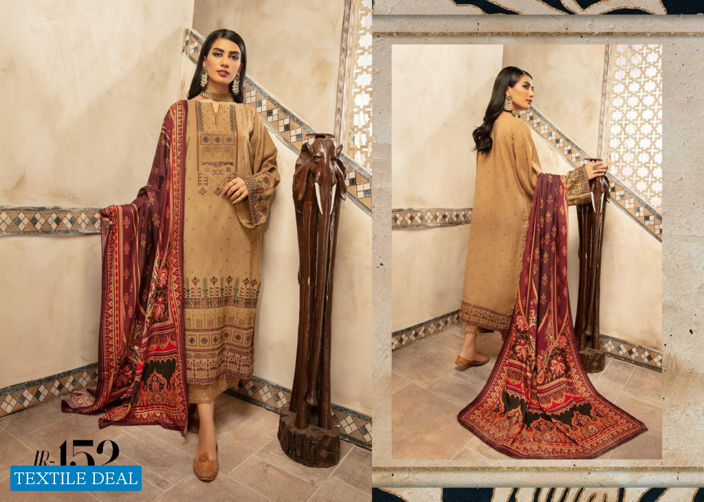 Johra Elsa Embroidered Leather Peach With Digital Printed Wool Shawl Pakistani Dress