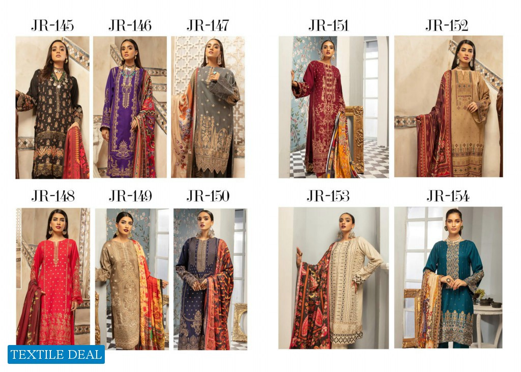 Johra Elsa Embroidered Leather Peach With Digital Printed Wool Shawl Pakistani Dress